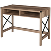 Image de HOMCOM Bureau informatique en bois table de travail ordinateur grand plateau 2 compartiments intégrés industrie 110 x 48 x 76,5 cm chêne et noir