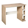 Image de HOMCOM Bureau informatique multimédia 3 étagères Style simple et moderne 100L x 44l x 74H cm imitation chêne clair avec veinage, blanc Aosom France