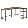 Image de HOMCOM Bureau d'angle ordinateur étro étagère de rangement à 2 niveaux étagère réglable panneaux de particules et métal brun avec veinage et noir