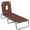 Image de Outsunny Bain de Soleil Pliable transat inclinable 4 Positions Chaise Longue de Lecture 3 Coussins fournis Marron