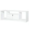 Image de HOMCOM Meuble TV Banc TV Meuble Télé Design Contemporain - 3 niches, Placard Double Porte - dim. 120L x 30l x 41H cm - Panneaux Particules Blanc