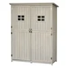 Image de Outsunny Abri de jardin en bois remise pour outils toit incliné bitumé portes avec poignée bois de sapin 127 5 x 50 x 164 cm gris