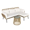 Image de Outsunny Salon de jardin d'angle 4 pers. style colonial table basse coussins grand confort inclus résine tressée beige Aosom France