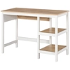Image de HOMCOM Bureau Informatique Bureau multimédia dim. 110L x 48l x 76H cm 2 étagères latérales MDF E1 chêne Clair Blanc
