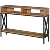 Image de HOMCOM Table Console Table d'Entrée Industriel Multi-rangements 120 x 23,5 x 75 cm Bois Noyer