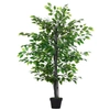Image de Outsunny Arbre Artificiel Plante Artificiel Banyan Hauteur 1,45 m Tronc Branches Liane Lichen Feuilles Grand réalisme Pot Inclus
