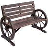 Image de Outsunny Banc de Jardin 3 Places banc en bois extérieur Style Rustique Chic accoudoirs Roues Charette Bois Sapin traité carbonisation