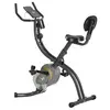 Image de HOMCOM Vélo d'appartement pliable selle réglable dossier guidon ergonomique écran LCD multifonction bandes résistance acier gris noir