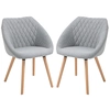 Image de HOMCOM Lot de 2 chaises salle à manger chaise scandinave pieds effilés bois hêtre - assise dossier accoudoirs ergonomiques lin gris Aosom France