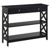 Image de HOMCOM Console Élégante 2 Tiroirs 2 Étagères Design Moderne Noire pour Entrée Salon Aosom France