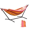Image de Outsunny Hamac sur Pied 1 Place Rayé Rouge et Orange avec Support Métal Réglable et Sac de Transport Aosom France
