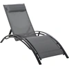 Image de Outsunny Bain de Soleil transat chaise longue Design Contemporain inclinable Multi-Positions tétière Amovible Incluse 171L x 64l x 82H cm Gris