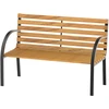 Image de Outsunny Banc de jardin 2 places grand confort accoudoirs dossier haut ergonomiques latte bois 122 x 60 x 80 cm bois naturel