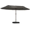 Image de Outsunny Grand parasol de jardin 4,6 m 12 entretoises manivelle base en croix contrepoids avec sac de sable inclus acier gris foncé