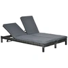 Image de Outsunny Bain de soleil transat 2 places - grand confort - dossier inclinable multi-positions - matelas fournis - résine tressée gris