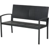 Image de Outsunny Banc de jardin 2 places résine tressée design contemporain grand confort accoudoirs dossier haut ergonomiques acier 122 x 60 x 87 cm noir