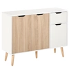 Image de HOMCOM Buffet design scandinave 2 placards tiroir coulissant pieds bois massif pin panneaux particules blanc chêne clair