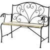 Image de Outsunny Banc de jardin 2 places design rétro raffiné grand confort accoudoirs dossier haut ergonomiques métal 100 x 50 x 88 cm noir