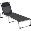 Image de Outsunny Chaise longue relax pliable dossier inclinable 5 positions oreiller amovible inclus toile textilène cadre métal 170 x 60 x 76 cm noir