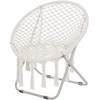 Image de Outsunny Chaise pliante fauteuil soucoupe style bohème métal coton polyester 77L x 64P x 74H cm crème charge max. 150 Kg