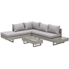 Image de Outsunny Ensemble salon de jardin d'angle 5 places design contemporain coussins déhoussables table basse acier époxy résine tressée grise