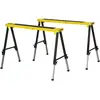 Image de DURHAND Lot de 2 tréteaux pliables télescopiques réglable en hauteur poignée transport dim. 100L x 60l x 62-90H cm métal noir jaune