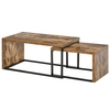 Image de HOMCOM Lot de 2 Tables Basses gigognes Design Industriel encastrable dim. Grande Table 90L x 48l x 42H cm métal Noir Aspect Vieux Bois
