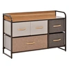 Image de HOMCOM Commode 5 tiroirs commode en tissu meuble de rangement pour la chambre ou le salon plateau en MDF cadre en métal multicolore 87,5 x 29 x 58 cm