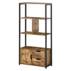 Image de HOMCOM Étagère de rangement style indusriel meuble bibliothèque avec placard et tiroirs panneaux de particules acier aspect vieux bois noir