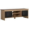 Image de HOMCOM Meuble TV banc TV 109 cm multi-rangements 2 niches ouvertes 2 placards passe-fils intégrés pieds surélevés brun clair et noir