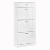 Image de HOMCOM Meuble à Chaussures - 3 Portes abattantes et tiroir Coulissant - dim. 62L x 24l x 135H cm - poignées alu. Panneaux Particules Blanc