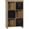 Image de HOMCOM Bibliothèque Design Industriel - Meuble de Rangement 3 niches 3 casiers - Aspect Bois avec Portes en métal Noir