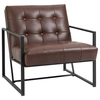 Image de HOMCOM Fauteuil Lounge Chesterfield Assise Dossier capitonnés Structure métal Noir revêtement synthétique Chocolat