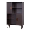 Image de HOMCOM Bibliothèque Scandinave 4 Niches + 2 Placards Étagère Pieds Effilés Bois Massif Wengé pour Salon Aosom France