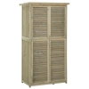 Image de Outsunny Cabane de Jardin en Bois de Pin Autoclave avec Toit bitumé étanche, 2 étagères, Portes Persiennes, 87x47x160 cm, Vert Aosom France