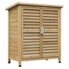 Image de Outsunny Armoire de Jardin sur Pied dim. 87L x 46l x 96H cm étagère Portes persiennes Toit bitumé Bois Sapin Autoclave Vert