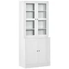 Image de HOMCOM Bibliothèque vitrine multi-rangement - 2 portes verre, 2 portes bois, 4 étagères réglables - MDF blanc