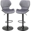 Image de HOMCOM Lot de 2 Tabouret de Bar Design Contemporain Hauteur d'assise réglable 60-82 cm pivotant 360° Repose-Pied Velours Gris