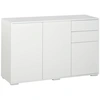 Image de HOMCOM Buffet meuble de rangement 2 tiroirs coulissants 3 portes étagère réglable panneaux de particules 117 x 36 x 74 cm blanc
