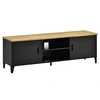 Image de HOMCOM Meuble TV design industriel 2 niches 2 placards tôle métal bois d'hévéa Dim.150lLx 40l x 50H cm