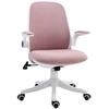 Image de Vinsetto Fauteuil chaise de bureau tissu lin hauteur réglable pivotante 360° accoudoirs relevables support lombaires réglable rose Aosom France
