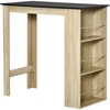 Image de HOMCOM Table de bar table haute de cuisine mange-debout comptoir - dim. 112L x 57l x 106H cm - 3 étagères - aspect chêne clair noir