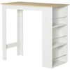 Image de HOMCOM Table de bar table haute de cuisine mange-debout comptoir dim. 112L x 57l x 106H cm 3 étagères aspect chêne clair blanc