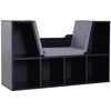 Image de HOMCOM Bibliothèque Banc 2 en 1 Design Contemporain 6 casiers 3 Coussins fournis 102L x 30l x 61H cm Noir Gris