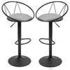 Image de HOMCOM Lot de 2 tabourets de bar chaises de bar design néo-rétro réglable pivotant avec Repose-Pied métal Noir Lin Gris