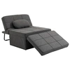 Image de HOMCOM Canapé-lit polyvalent avec oreiller repose-pied et housse en lin cadre fonction 3-EN-1 lit simple chaise longue et tabouret de rangement gris