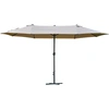 Image de Outsunny Parasol de jardin XXL parasol grande taille 4,6L x 2,7l x 2,4H cm ouverture fermeture manivelle acier polyester haute densité café