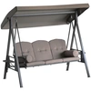 Image de Outsunny Balancelle de jardin 3 places style néo-rétro toit inclinaison réglable coussins plateaux rétractables polyester filé brun Aosom France
