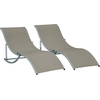 Image de Outsunny Lot de 2 bains de soleil pliable transat 2 places chaise longue double revêtement textilène structure alu. 165 x 61 x 63 cm gris clair