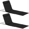 Image de Outsunny Lot de 2 Tapis de Plage rembourré Matelas de Plage Dossier inclinable Multi-Positions - Sac Transport Inclus - métal Polyester PE Noir